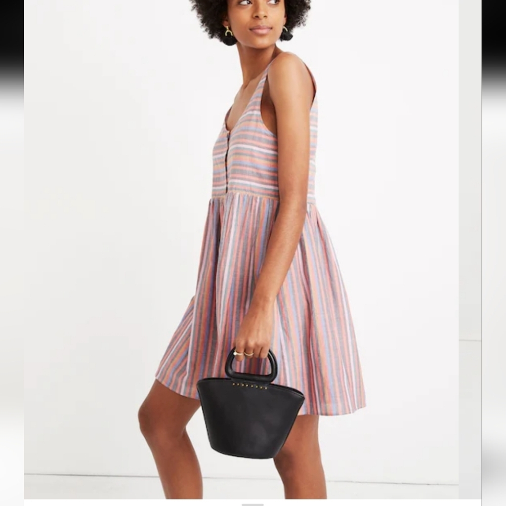 Madewell Striped Sleeveless Button-Down Sz L Dress - Picture 2 of 11